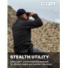 imageCQR Mens Water Resistant Tactical Softshell Jacket Fleece Lined High Neck Full Zip Wind Rain Hiking Hunting Winter OutdoorUrban Stealth Black