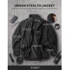 imageCQR Mens Water Resistant Tactical Softshell Jacket Fleece Lined High Neck Full Zip Wind Rain Hiking Hunting Winter OutdoorUrban Stealth Black