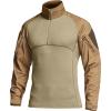 imageCQR Mens Combat Shirt Tactical 14 Zip Long Sleeve Military BDU Shirts Camo EDC Top with PocketsRaider Cougar