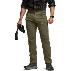 imageCQR Mens Active Flex Tactical Pants Water Resistant Lightweight Stretch Cargo Work Hiking PantsSierra Soil Green