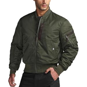 imageCQR Mens Casual Bomber Jacket Outdoor FallWinter ZipUp Windbreaker Water Resistant Padded MA1 Flight Jacket with PocketNavigator Army Green