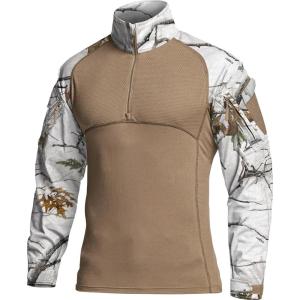 imageCQR Mens Combat Shirt Tactical 14 Zip Long Sleeve Military BDU Shirts Camo EDC Top with PocketsMilitary Print Shirts Winter Hunting Camo