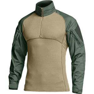 imageCQR Mens Combat Shirt Tactical 14 Zip Long Sleeve Military BDU Shirts Camo EDC Top with PocketsRaider Green Kelp