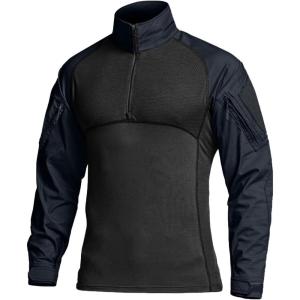 imageCQR Mens Combat Shirt Tactical 14 Zip Long Sleeve Military BDU Shirts Camo EDC Top with PocketsRaider Operator Navy