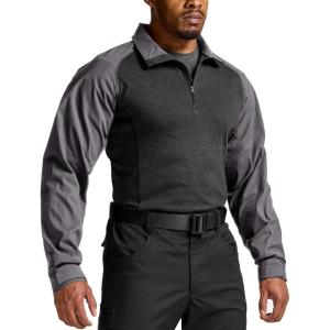 imageCQR Mens Combat Shirt Tactical 14 Zip Long Sleeve Military BDU Shirts Camo EDC Top with PocketsTac Chill Charcoal