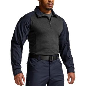 imageCQR Mens Combat Shirt Tactical 14 Zip Long Sleeve Military BDU Shirts Camo EDC Top with PocketsTac Chill Operator Navy