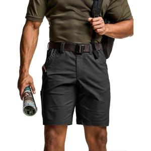 imageCQR Mens Flex Casual Cargo Shorts Lightweight Water Resistant Golf Shorts Stretch Tactical Work Shorts with MultiPocketNegotiator Black