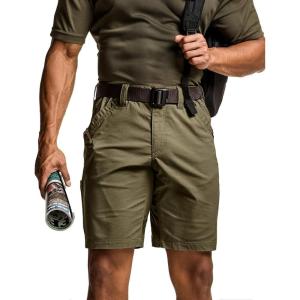 imageCQR Mens Flex Casual Cargo Shorts Lightweight Water Resistant Golf Shorts Stretch Tactical Work Shorts with MultiPocketNegotiator Soil Green
