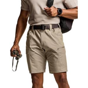 imageCQR Mens Flex Casual Cargo Shorts Lightweight Water Resistant Golf Shorts Stretch Tactical Work Shorts with MultiPocketSentinel Alamo Khaki