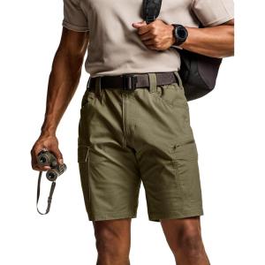 imageCQR Mens Flex Casual Cargo Shorts Lightweight Water Resistant Golf Shorts Stretch Tactical Work Shorts with MultiPocketSentinel Soil Green