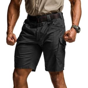 imageCQR Mens Flex Casual Cargo Shorts Lightweight Water Resistant Golf Shorts Stretch Tactical Work Shorts with MultiPocketTac Black
