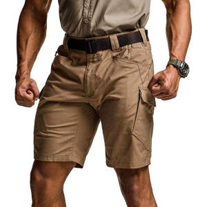 imageCQR Mens Flex Casual Cargo Shorts Lightweight Water Resistant Golf Shorts Stretch Tactical Work Shorts with MultiPocketTac Cougar