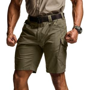 imageCQR Mens Flex Casual Cargo Shorts Lightweight Water Resistant Golf Shorts Stretch Tactical Work Shorts with MultiPocketTac Soil Green