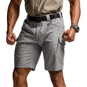 imageCQR Mens Flex Casual Cargo Shorts Lightweight Water Resistant Golf Shorts Stretch Tactical Work Shorts with MultiPocketTac Stone