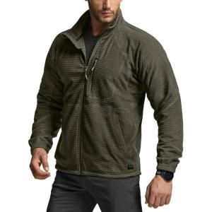 imageCQR Mens FullZip Tactical Jacket Soft Warm Military Winter Fleece Jackets Outdoor Coats with Zipper PocketsGuardian Army Green