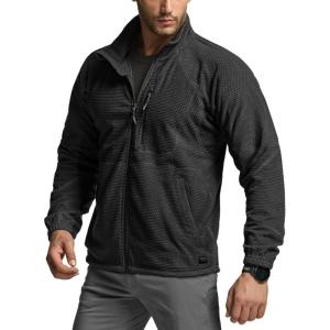 imageCQR Mens FullZip Tactical Jacket Soft Warm Military Winter Fleece Jackets Outdoor Coats with Zipper PocketsGuardian Black