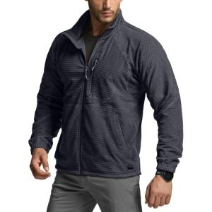 imageCQR Mens FullZip Tactical Jacket Soft Warm Military Winter Fleece Jackets Outdoor Coats with Zipper PocketsGuardian Charcoal