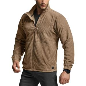 imageCQR Mens FullZip Tactical Jacket Soft Warm Military Winter Fleece Jackets Outdoor Coats with Zipper PocketsGuardian Coyote