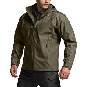 imageCQR Mens Hooded Tactical Softshell Jacket Water Resistant Fleece Lined Hoodie Winter Outdoor Hunting Hiking Rain WindModern Soil Green