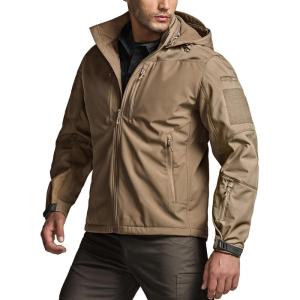 imageCQR Mens Hooded Tactical Softshell Jacket Water Resistant Fleece Lined Hoodie Winter Outdoor Hunting Hiking Rain WindOperator X Pro Coyote