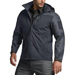 imageCQR Mens Hooded Tactical Softshell Jacket Water Resistant Fleece Lined Hoodie Winter Outdoor Hunting Hiking Rain WindOperator X Pro Dark Grey