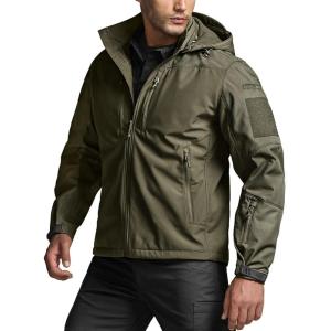imageCQR Mens Hooded Tactical Softshell Jacket Water Resistant Fleece Lined Hoodie Winter Outdoor Hunting Hiking Rain WindOperator X Pro Soil Green