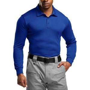 imageCQR Mens Polo Shirt Long Sleeve Tactical Shirts Outdoor UPF 50 Pique Shirt Dry Fit Lightweight Golf ShirtsFrost Essential Long Cobalt Blue