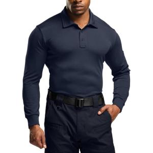 imageCQR Mens Polo Shirt Long Sleeve Tactical Shirts Outdoor UPF 50 Pique Shirt Dry Fit Lightweight Golf ShirtsFrost Essential Long Police Navy