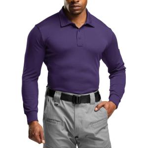 imageCQR Mens Polo Shirt Long Sleeve Tactical Shirts Outdoor UPF 50 Pique Shirt Dry Fit Lightweight Golf ShirtsFrost Essential Long Purple