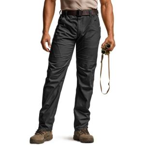 imageCQR Mens Utility Flex Cargo Pants ClassicFit Casual Stretch Work Pants Water Resistant Lightweight Tactical Hiking PantsNegotiator Black
