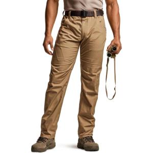 imageCQR Mens Utility Flex Cargo Pants ClassicFit Casual Stretch Work Pants Water Resistant Lightweight Tactical Hiking PantsNegotiator Cougar