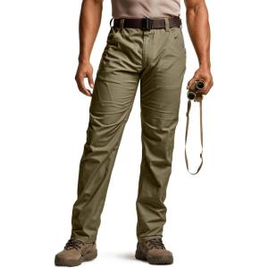imageCQR Mens Utility Flex Cargo Pants ClassicFit Casual Stretch Work Pants Water Resistant Lightweight Tactical Hiking PantsNegotiator Soil Green