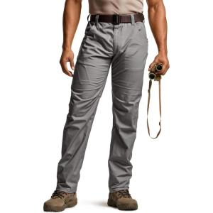 imageCQR Mens Utility Flex Cargo Pants ClassicFit Casual Stretch Work Pants Water Resistant Lightweight Tactical Hiking PantsNegotiator Stone