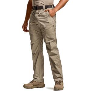 imageCQR Mens Utility Flex Cargo Pants ClassicFit Casual Stretch Work Pants Water Resistant Lightweight Tactical Hiking PantsSentinel Alamo Khaki