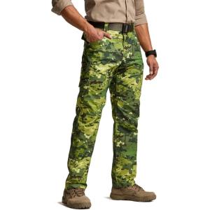 imageCQR Mens Utility Flex Cargo Pants ClassicFit Casual Stretch Work Pants Water Resistant Lightweight Tactical Hiking PantsTac Utility Camo Monsoon