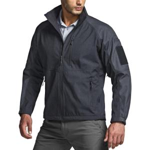 imageCQR Mens Water Resistant Tactical Softshell Jacket Fleece Lined High Neck Full Zip Wind Rain Hiking Hunting Winter OutdoorOperator X Dark Grey