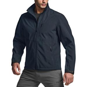 imageCQR Mens Water Resistant Tactical Softshell Jacket Fleece Lined High Neck Full Zip Wind Rain Hiking Hunting Winter OutdoorUrban Stealth Operator Navy