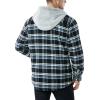 imageCQR Mens Quilted Lined Flannel Hooded Shirt Jacket Soft Warm Long Sleeve Outdoor Cotton Plaid Shirt JacketsQuilted Lined Black  Blue