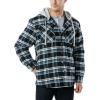 imageCQR Mens Quilted Lined Flannel Hooded Shirt Jacket Soft Warm Long Sleeve Outdoor Cotton Plaid Shirt JacketsQuilted Lined Black  Blue