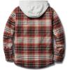 imageCQR Mens Quilted Lined Flannel Hooded Shirt Jacket Soft Warm Long Sleeve Outdoor Cotton Plaid Shirt JacketsQuilted Lined Burgundy
