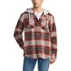 imageCQR Mens Quilted Lined Flannel Hooded Shirt Jacket Soft Warm Long Sleeve Outdoor Cotton Plaid Shirt JacketsQuilted Lined Burgundy