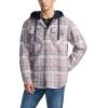 imageCQR Mens Quilted Lined Flannel Hooded Shirt Jacket Soft Warm Long Sleeve Outdoor Cotton Plaid Shirt JacketsQuilted Lined Cloudy Home