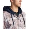 imageCQR Mens Quilted Lined Flannel Hooded Shirt Jacket Soft Warm Long Sleeve Outdoor Cotton Plaid Shirt JacketsQuilted Lined Cloudy Home