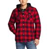 imageCQR Mens Quilted Lined Flannel Hooded Shirt Jacket Soft Warm Long Sleeve Outdoor Cotton Plaid Shirt JacketsQuilted Lined Full Zip Classic Red