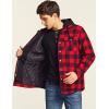 imageCQR Mens Quilted Lined Flannel Hooded Shirt Jacket Soft Warm Long Sleeve Outdoor Cotton Plaid Shirt JacketsQuilted Lined Full Zip Classic Red