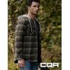imageCQR Mens Quilted Lined Flannel Hooded Shirt Jacket Soft Warm Long Sleeve Outdoor Cotton Plaid Shirt JacketsQuilted Lined Hickory Green