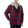 imageCQR Mens Quilted Lined Flannel Hooded Shirt Jacket Soft Warm Long Sleeve Outdoor Cotton Plaid Shirt JacketsQuilted Lined Red  Navy