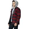 imageCQR Mens Quilted Lined Flannel Hooded Shirt Jacket Soft Warm Long Sleeve Outdoor Cotton Plaid Shirt JacketsQuilted Lined Red  Navy