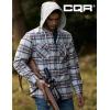 imageCQR Mens Quilted Lined Flannel Hooded Shirt Jacket Soft Warm Long Sleeve Outdoor Cotton Plaid Shirt JacketsQuilted Lined Wild Rice