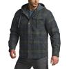 imageCQR Mens Quilted Lined Flannel Hooded Shirt Jacket Soft Warm Long Sleeve Outdoor Cotton Plaid Shirt JacketsStealth Amazon Grey